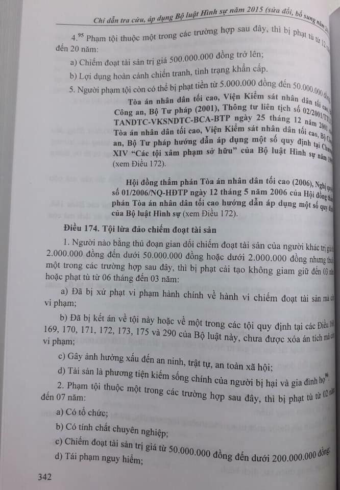 Chỉ Dẫn Tra Cứu, Áp Dụng Bộ Luật Hình Sự Năm 2015 ( Sửa Đổi, Bổ Sung Năm 2017)