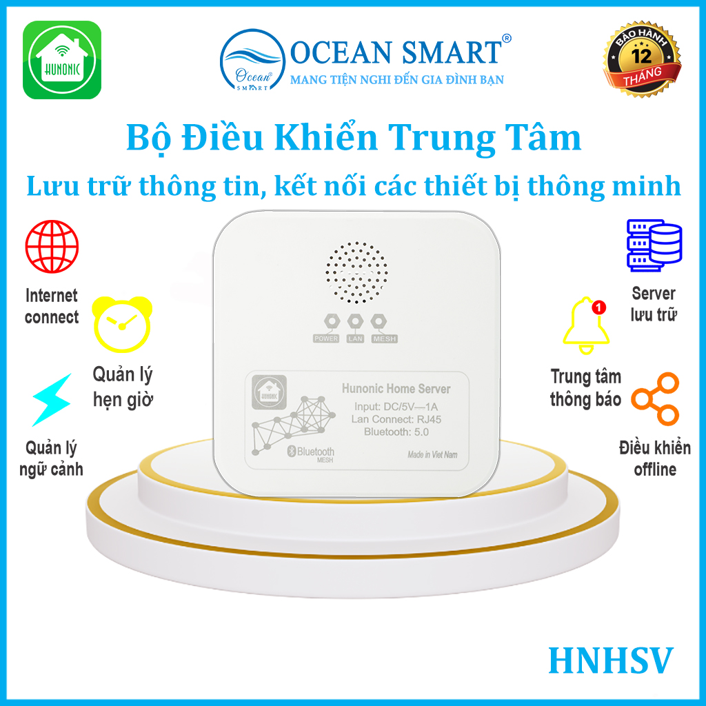 Bộ Điều Khiển Trung Tâm HUNONIC Home Server, Bộ Điều Khiển Công Tắc Bluetooth Mesh - HNHSV