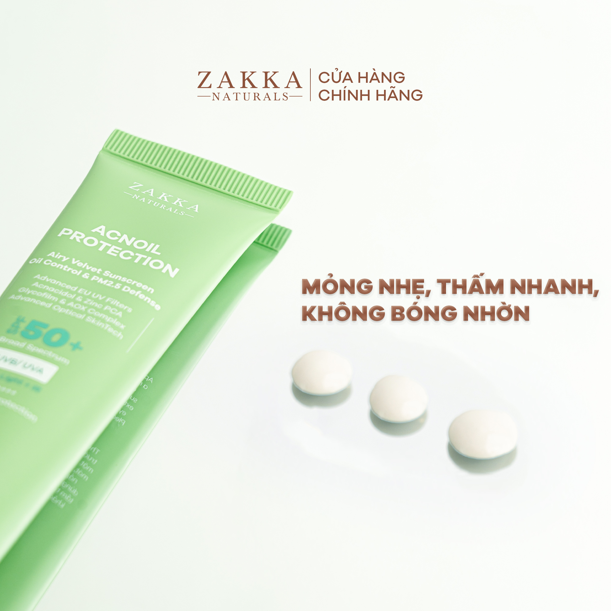 Kem chống nắng phổ rộng Acnoil Protection Zakka Naturals kiềm dầu mỏng nhẹ 45ml
