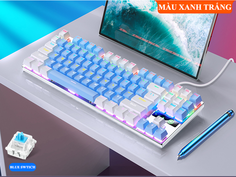 Bàn phím cơ gaming blue swtich YINDIAO ZK3 với đèn led RGB nhiều màu sắc rực rỡ - Hàng Chính Hãng