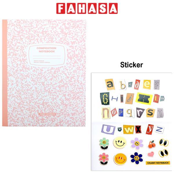 Vở Dot B5 140 Trang 100gsm + Kèm Sticker Composition Collection - Crabit Notebuck 1597 - Hồng Peach