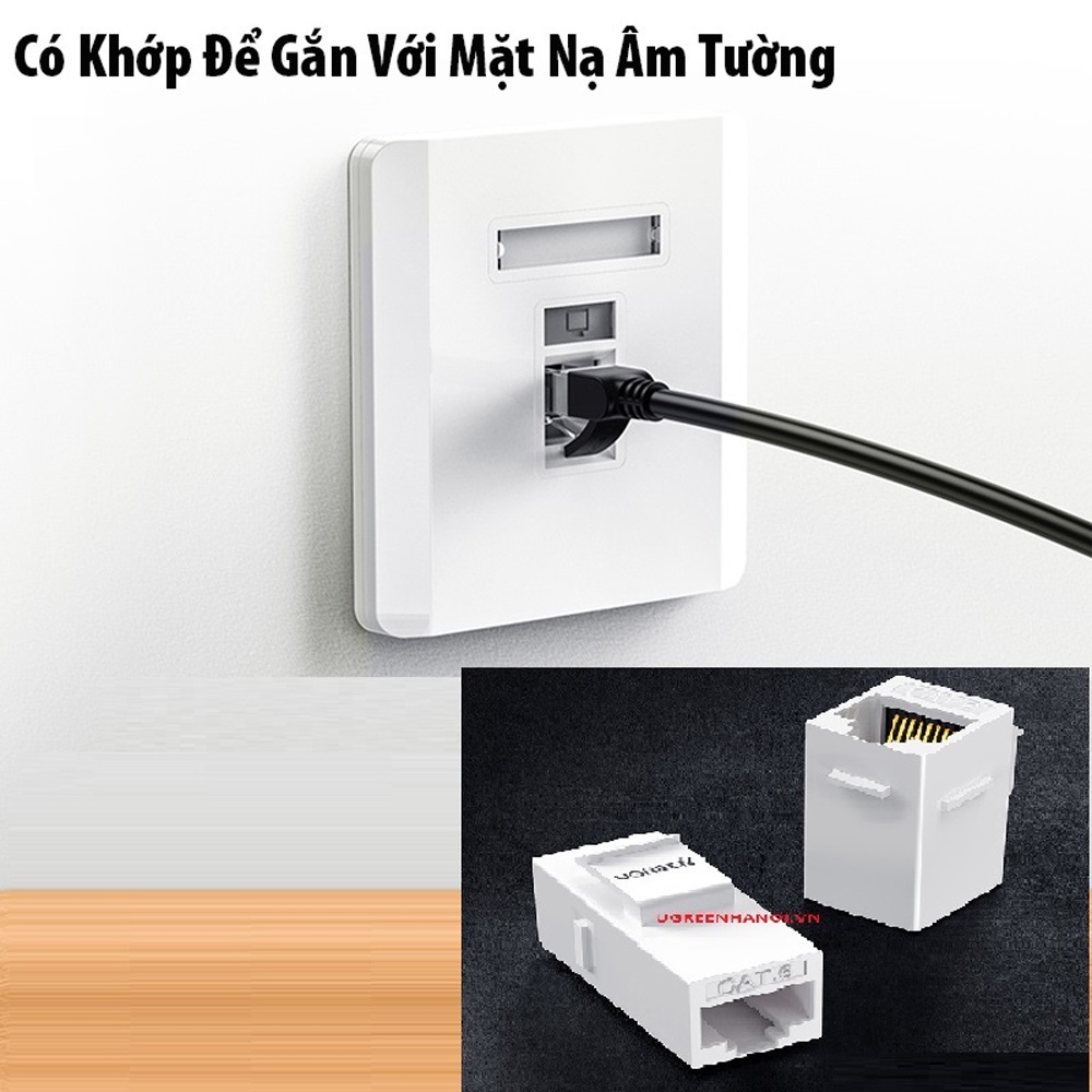 Mặt Nạ Mạng Âm Tường Màu Trắng LAN 1 2 Cổng RJ45 Và 1 Cổng Hình Vuông 86 Mm NW144 Hàng Chính Hãng Ugreen
