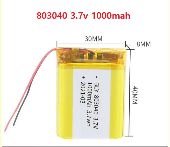 3.7V 1000mah 803040 Pin Sạc Lithium Polymer  Cho tai nghe,loa Mp3 MP4 MP5 GPS PSP Bluetooth