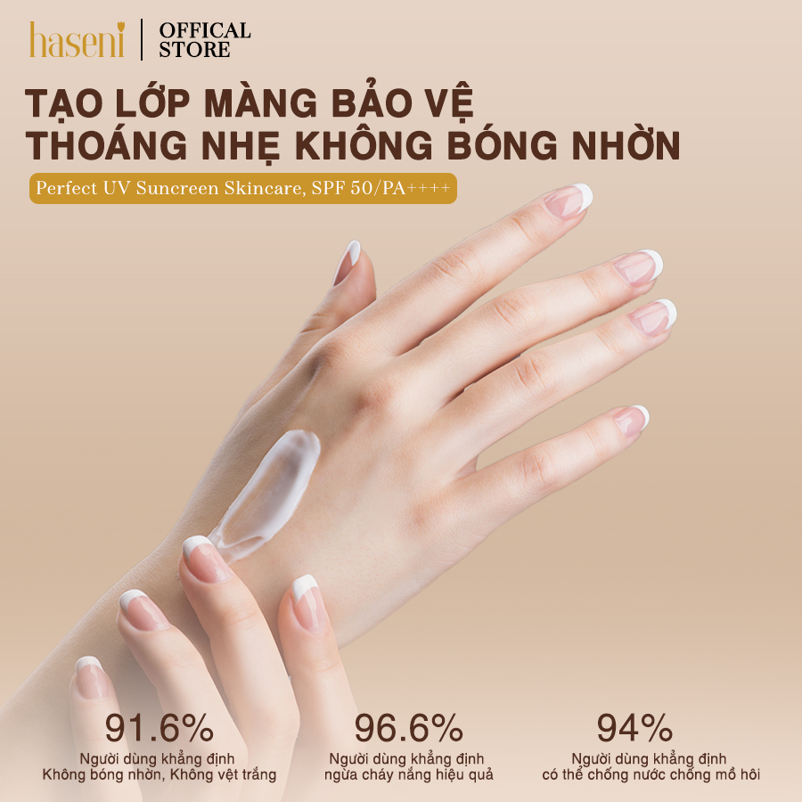 Kem chống nắng Makeup Haseni SPF 50/PA++++50g, nâng tone dưỡng trắng