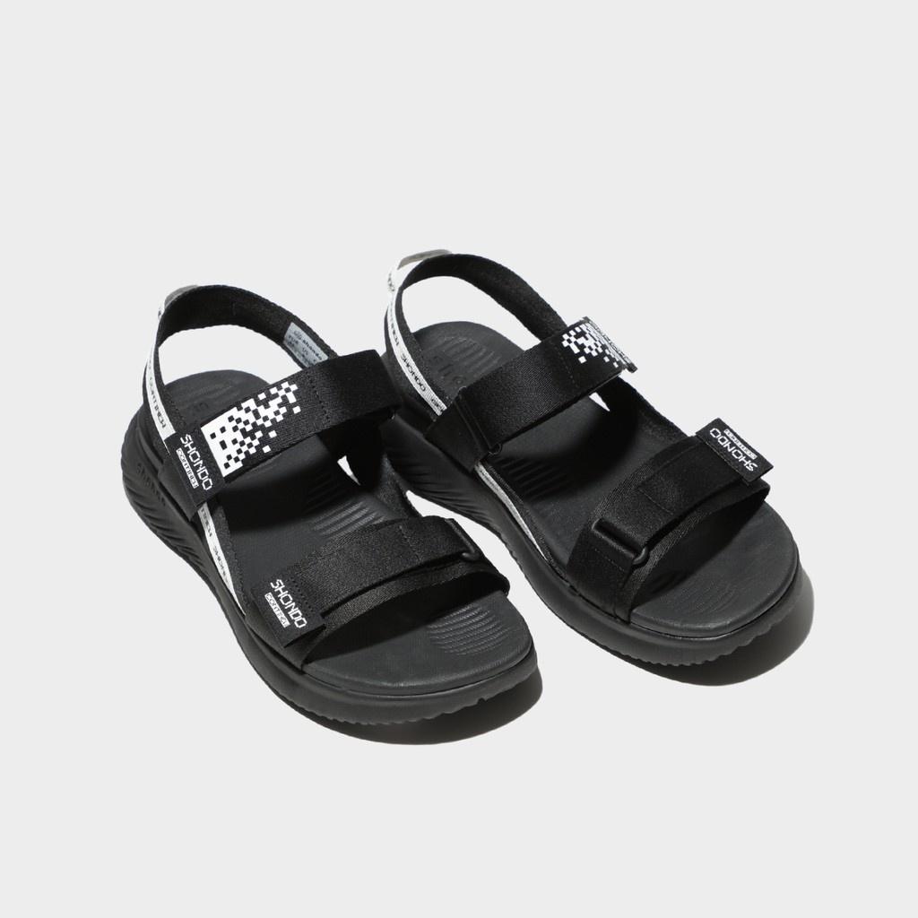 Giày Sandals Nam Nữ Shondo F7 Continew Full Đen F7N1016