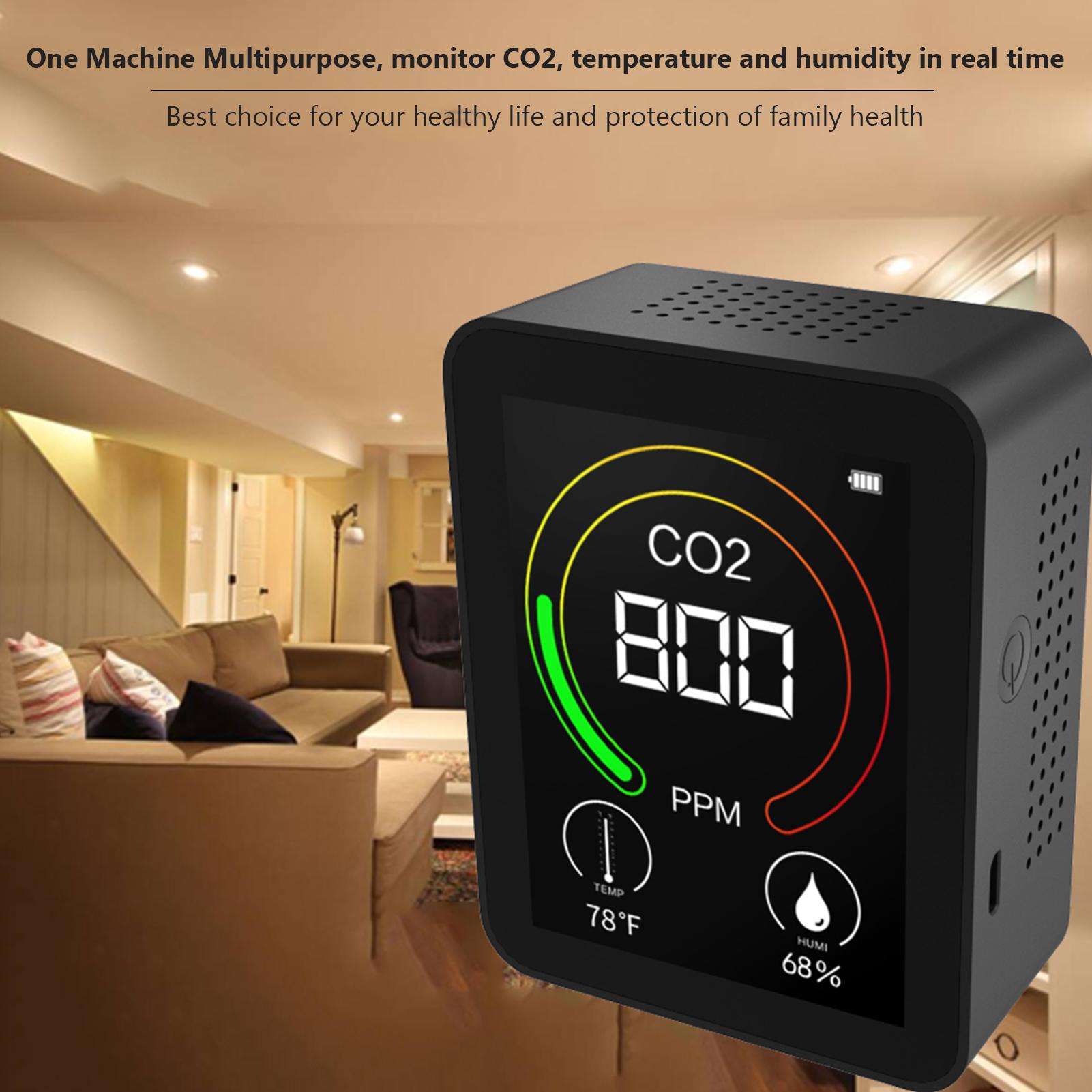 Máy theo dõi chất lượng không khí Máy phát hiện CO2 kỹ thuật số với màng LCD hiển thị