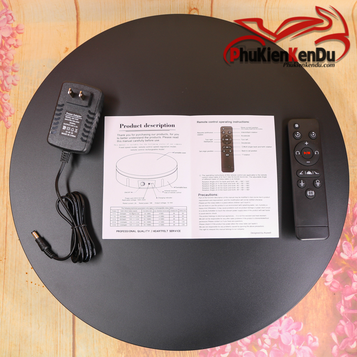 Bàn xoay, đế xoay người mẫu, xoay manocanh, size 42cm, tải 100KG, remote, Sạc