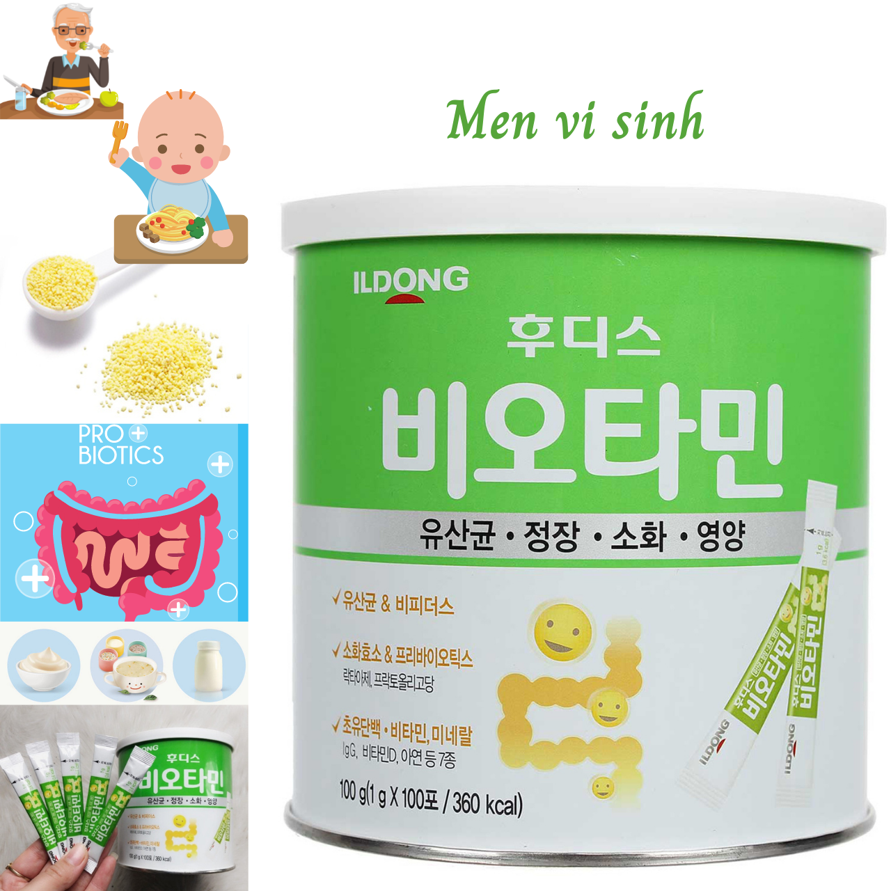 Men vi sinh Ildong Foodis Hàn Quốc hỗ trợ tiêu hóa, hấp thụ dinh dưỡng, ngăn ngừa rối loạn tiêu hóa, Bổ sung vitamin và khoáng chất từ sữa non - OZ Slim Store