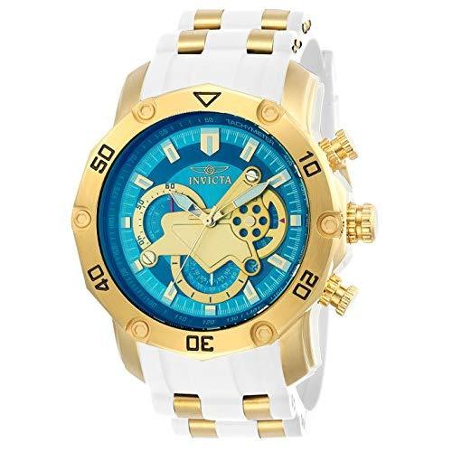 Invicta Men's Pro Diver Stainless Steel Quartz Watch with Silicone Strap, White, 26