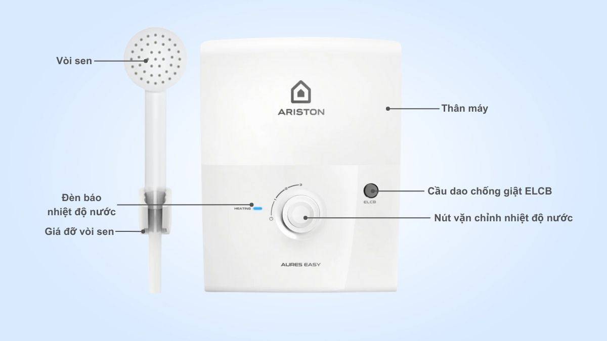 Máy nước nóng Ariston Aures Easy 3.5-Hàng chính hãng