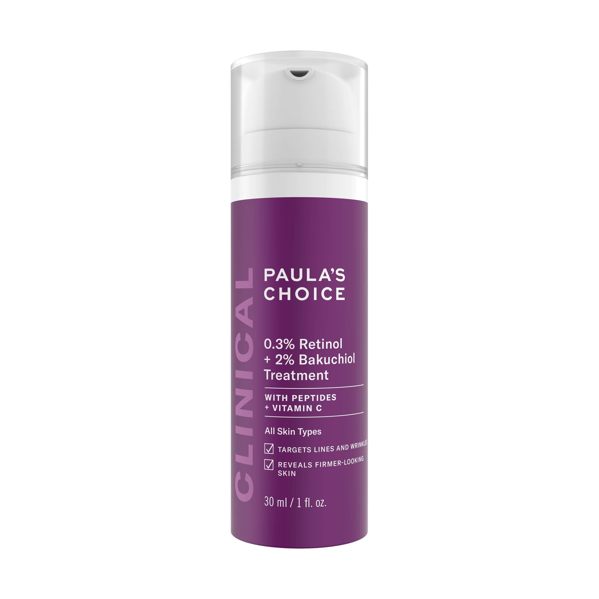 Tinh Chất Hỗ Trợ Trị Nếp Nhăn, Chống Lão Hóa Paula's Choice Clinical 0.3% Retinol + 2% Bakuchiol (30ml)