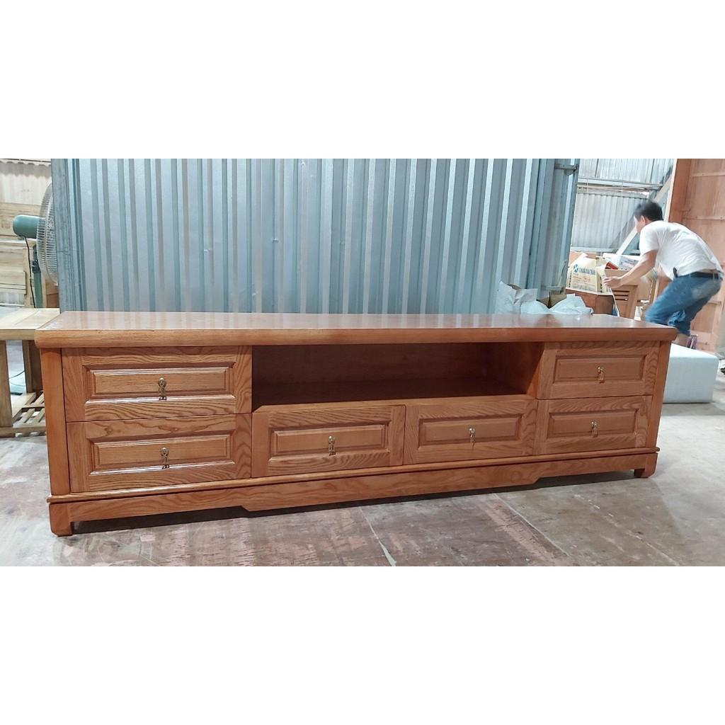 Kệ tivi gỗ Sồi Nga mặt Phẳng từ 1m8 đến 2m4