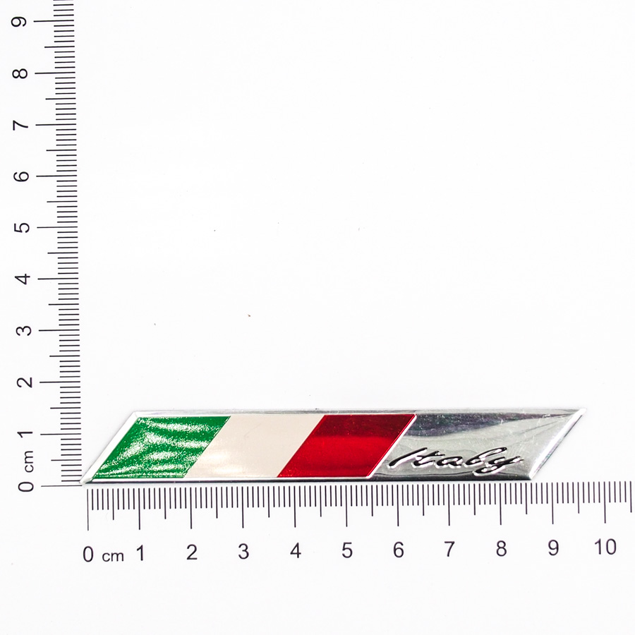 Sticker hình dán metal cờ Ý Italia - miếng lẻ - Ngang 10x1.5cm