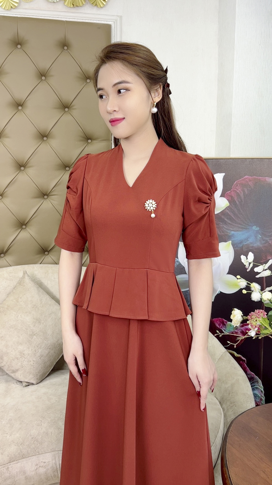 Đầm Quý Bà [ Linh Trà ] (TM 416) Cao Cấp Màu Sắc Trẻ Trung Tươi Sáng Sang Trọng Đi Làm Đi Tiệc