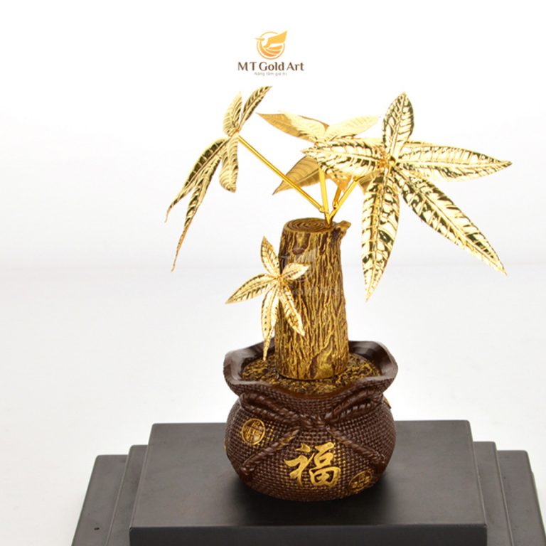 Cây kim ngân dát vàng 24k Mt Gold Art(22x17x14cm) M01 MT Gold Art- Hàng chính hãng, trang trí nhà cửa, phòng làm việc, quà tặng sếp, đối tác, khách hàng, tân gia, khai trương