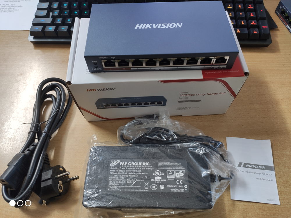 Switch PoE HIKVISION DS-3E0109P-E 8 Port 10/100Mbps Cấp Nguồn PoE 58W Lên Đến 250m-hàng chính hãng