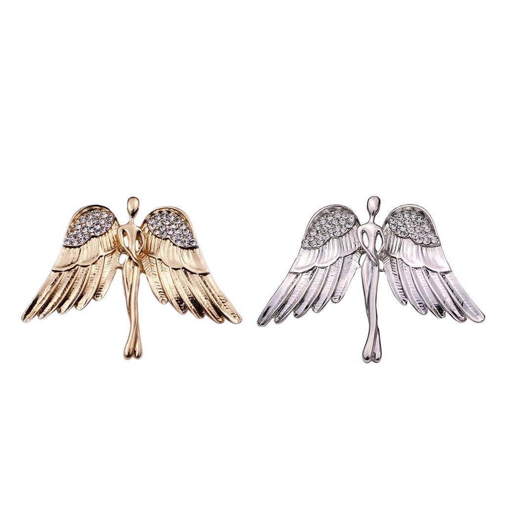 2-4pack Fashion Angel Wings Brooch Charming Crystal Brooch Pin for Men Women