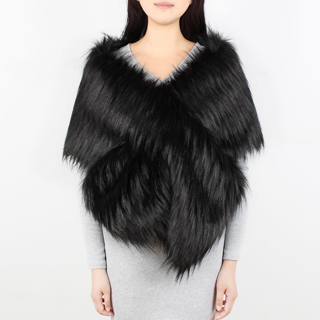 Lady Winter Faux Fur Scarf Neck Warmer Wraps Large Collar Shawl Stole Warm