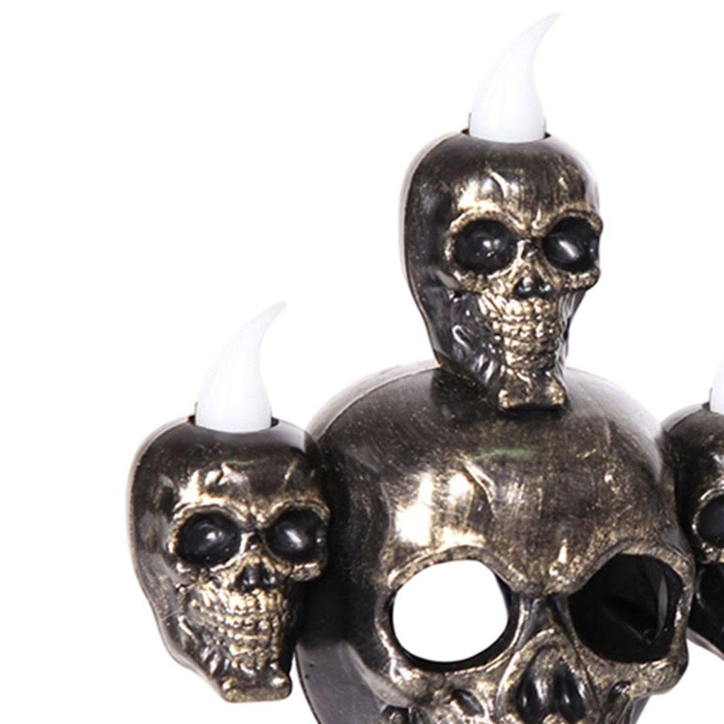 Creepy Halloween Skull Statue Incense Burner Party Decoration Props Golden