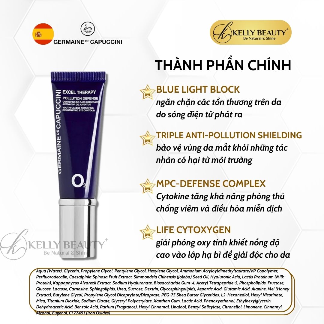 Kem Dưỡng Trẻ Hóa Vùng Mắt Germaine Excel Therapy O2 Pollution Defense Eye Contour | Kelly Beauty