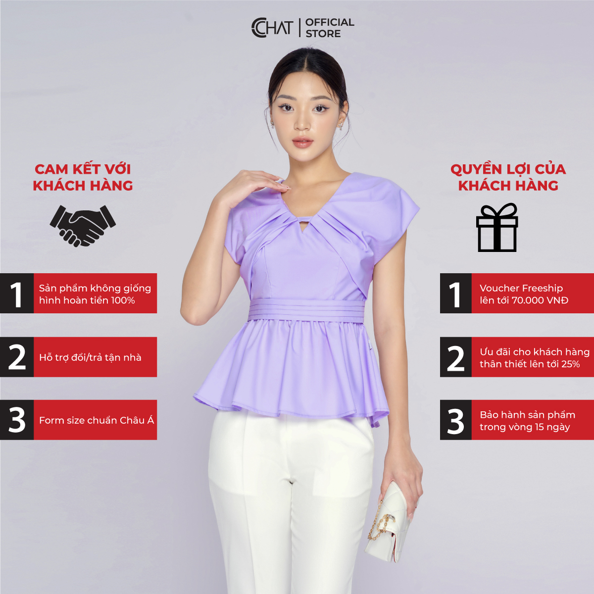 Áo Kiểu Nữ  Chờm Vai Cổ V Dáng Peplum Chất Voan Cao Cấp 13ANV2011PT