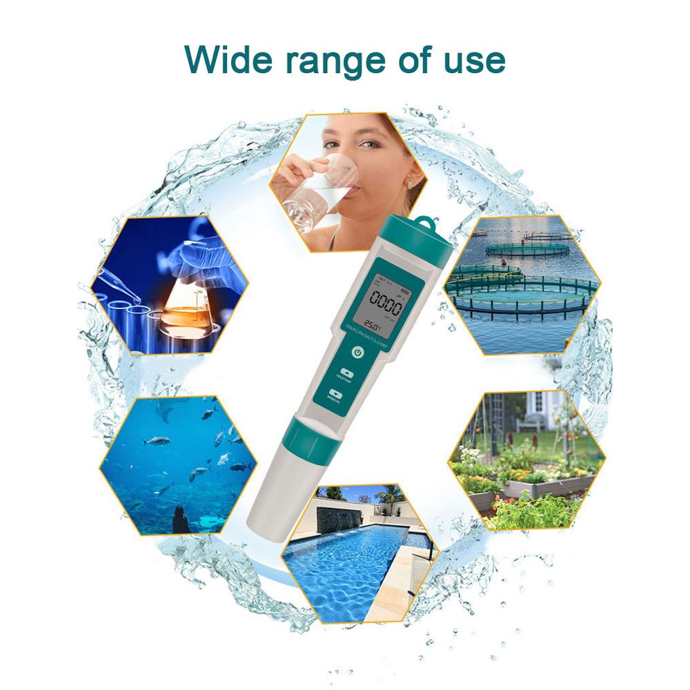 Multifunctional Digital 7 in 1 Water Quality Tester Portable High Accurancy Water Quality Test Pen Water Quality Measurement Tool Water PH/TDS/EC/Salinity/ORP/S.G/Temperature Measuring