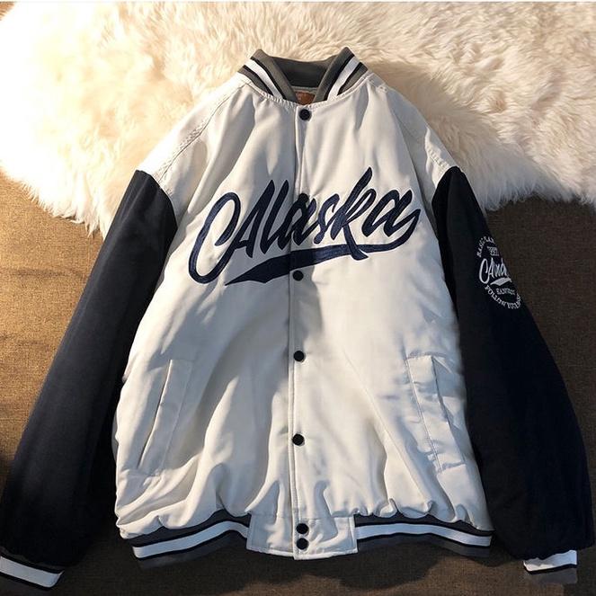Áo Bomber Bóng Chày 2 Lớp Alaska Cao Cấp,Áo Khoác Varsity 2 Lớp Phong Cách Hàn Quốc