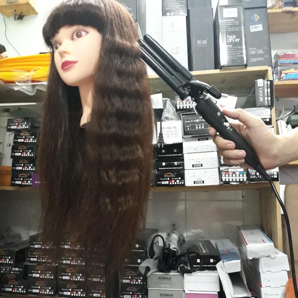 Máy uốn tóc 3 trục dập sóng nước làm tóc đẹp chuẩn salon tóc, uốn sóng nước HE19