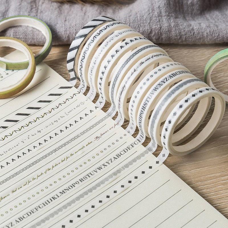Set Washi - Winzige combo hộp 10 cuộn băng dính đáng yêu hỗ trợ trang trí DIY - Văn Phòng Phẩm Sáng Tạo
