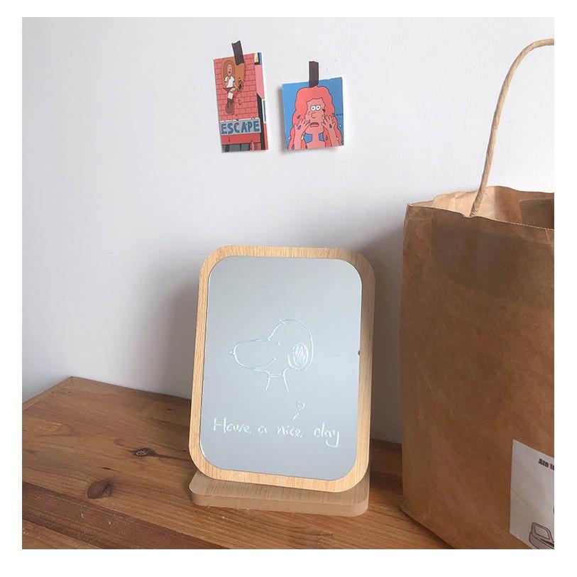 Gương Gỗ Decor Để Bàn Phong Cách Hàn Quốc Dễ Thương