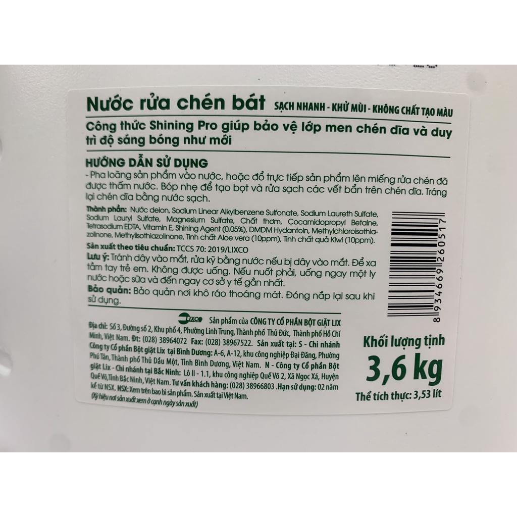 Nước rửa chén On1 hương kiwi và aloe vera 3.6kg, gel rửa bát sạch bóng vết dầu mỡ N5008 - Lixco Việt Nam