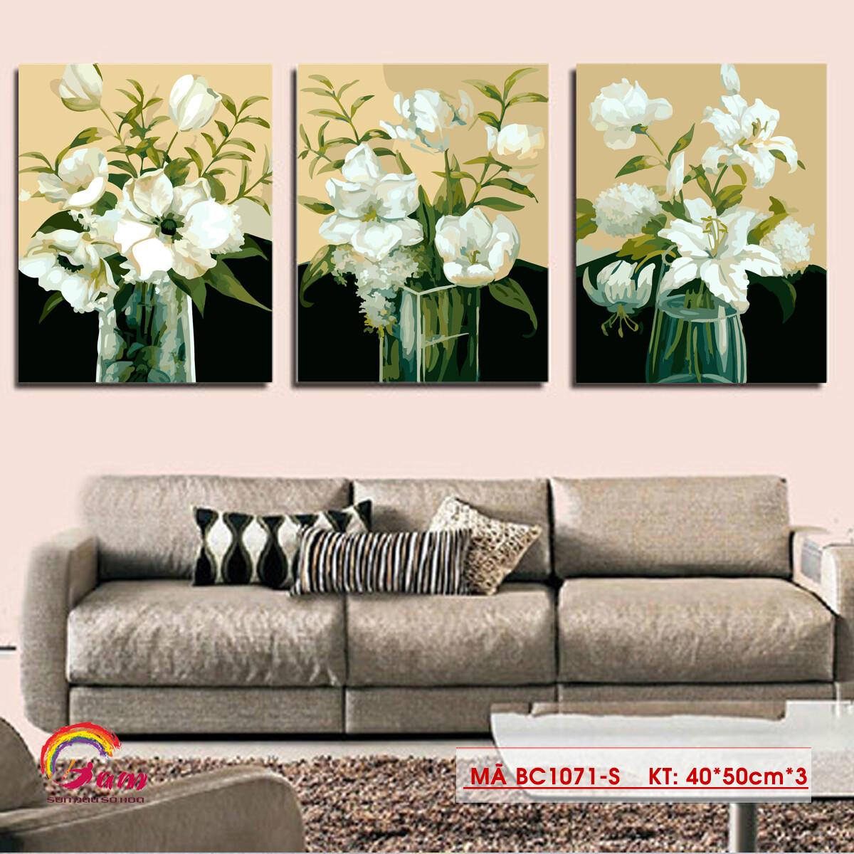 Tranh sơn dầu số hóa tự tô màu Gam BH1071 40x50cm bộ 3 bức căng sẵn khung