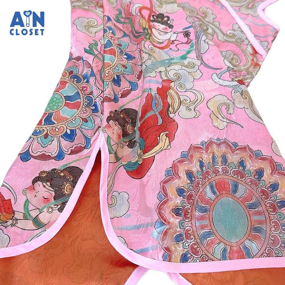 Đầm Sườn Xám bé gái họa tiết Nàng Tiền Gấm Hồng - AICDBGD1CDMD - AIN Closet