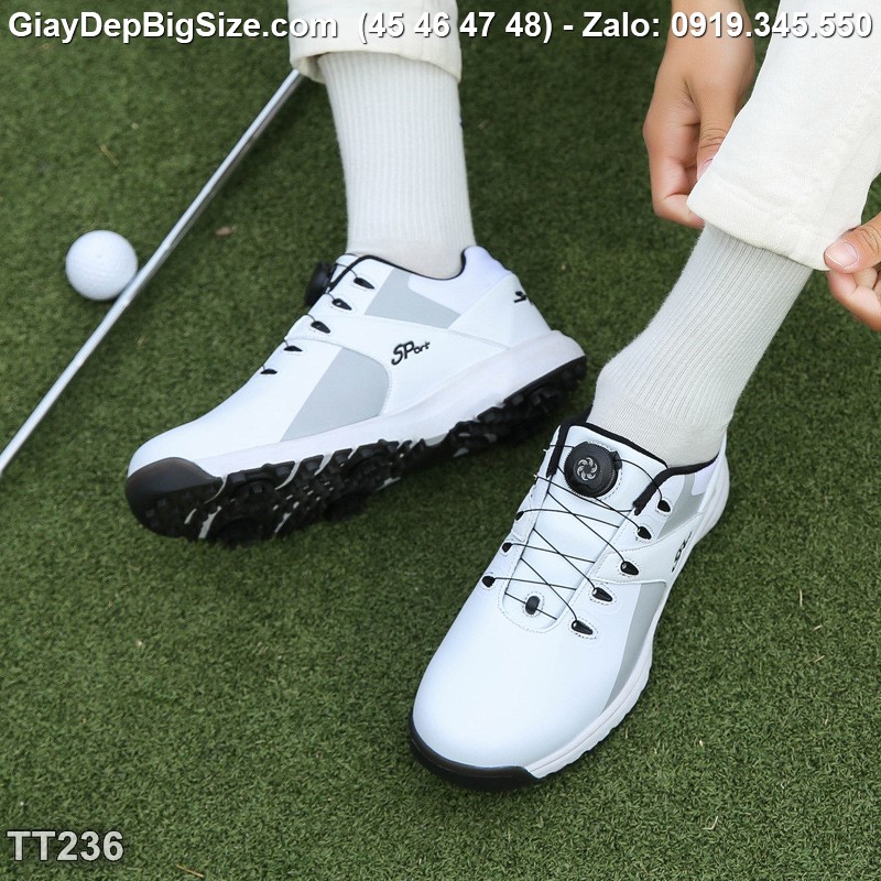 Giày chơi gôn, giầy tập Golf cỡ lớn 45 46 47 48 cho nam cao to chân ú bè. Big size golf shoes for wide feet