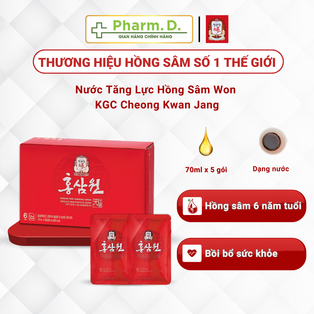 Nước Tăng Lực Hồng Sâm Won KGC Cheong Kwan Jang (70ml x 5 gói, 15 gói)