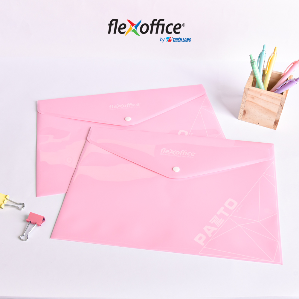 Combo 10 Bìa nút Pazto màu Pastel F4 Thiên Long Flexoffice FO-CBF010 - Màu ngẫu nhiên