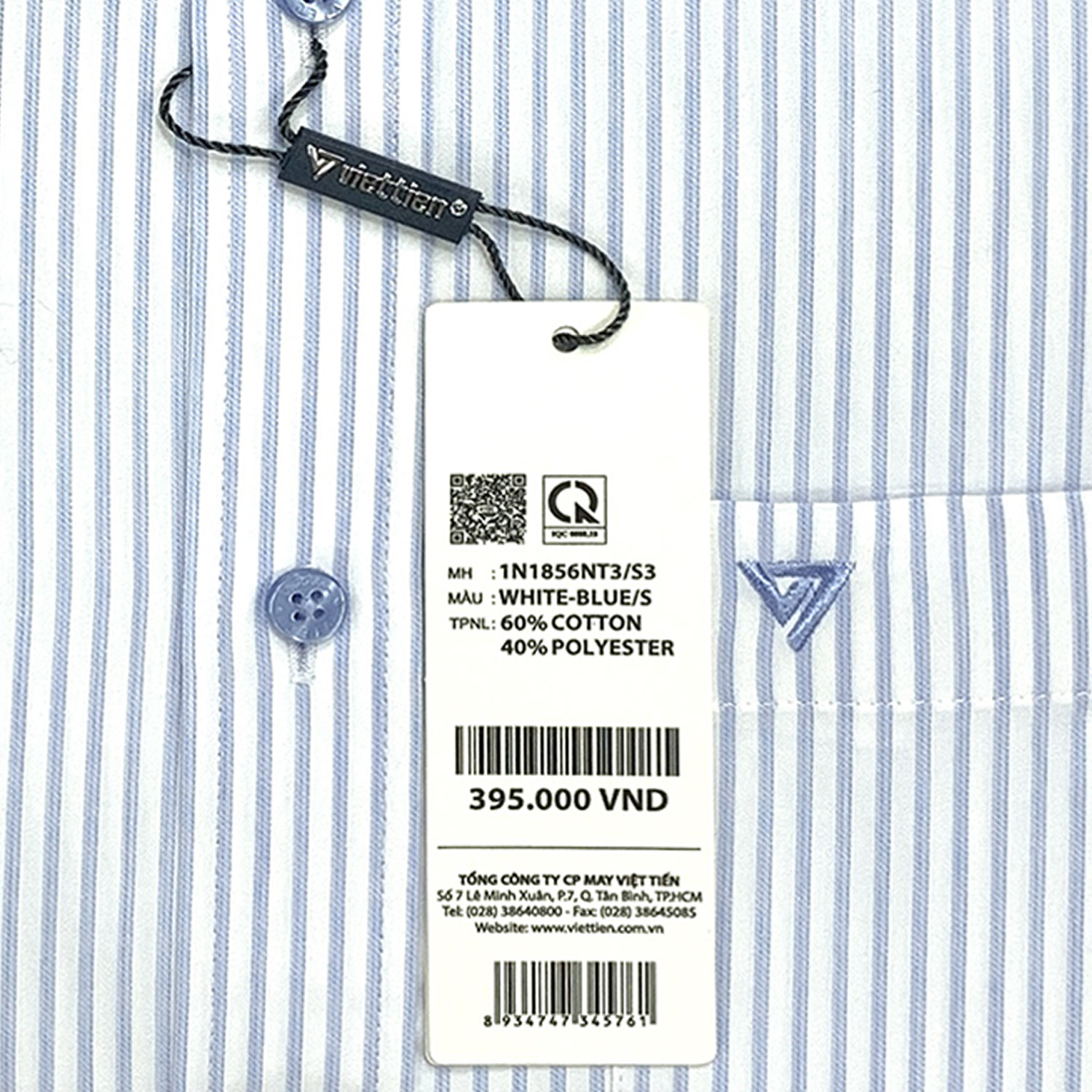 Viettien - Áo sơ mi nam ngắn tay kẻ sọc vạt bầu 1N1856 regular