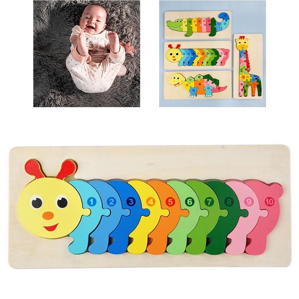 Wooden Number Puzzle Sorting Board Blocks Matching