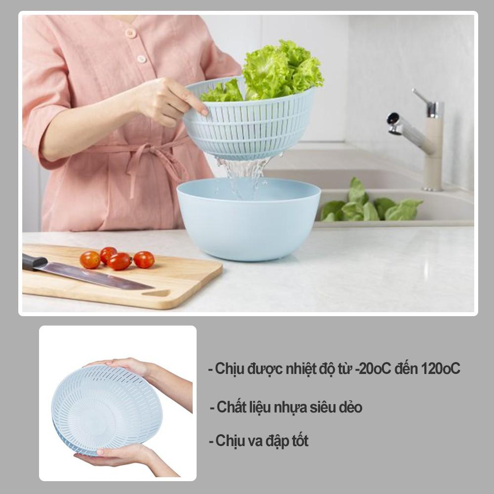 Bộ thau rổ -rổ yoko 23cm nhựa dẻo inochi Nhật Bản loại cao cấp chắc chắn sang trọng phủ Ag+ kháng khuẩn TRD01