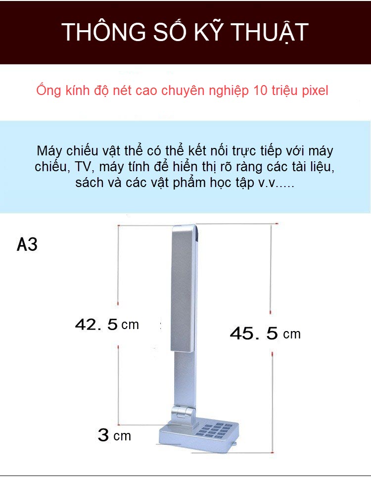 Quà Tặng Kèm - Máy Chiếu Vật Thể Scan Tài Liệu Màu Tốc Độ Cao K800 Plus Hỗ Trợ Kết Nối VGA - HDMI - USB - AV Độ Phân Giải 10MP. A3/A4/A5 Document Camera Image Scanner Direct Connect Visualizer Ultra Zoom Google Meet For Office And Classroom