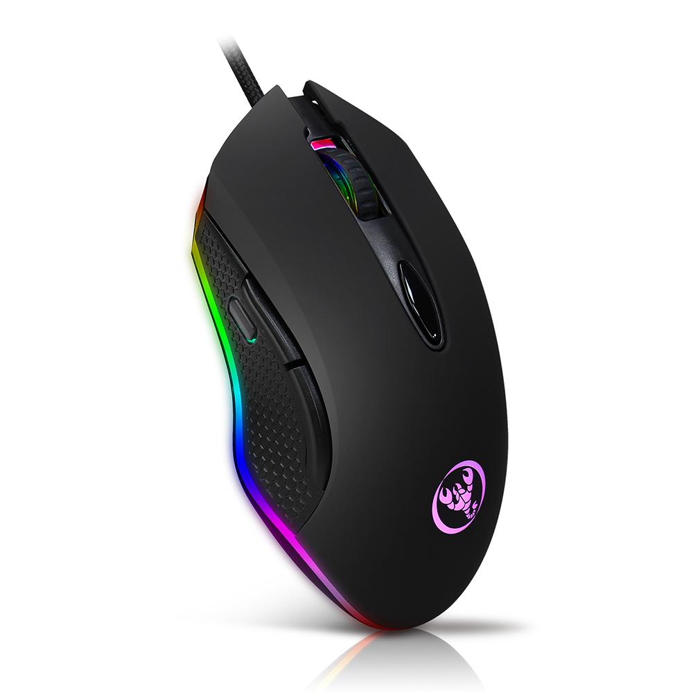 HXSJ S500 Gaming Mouse USB Wired Mechanical Mouse Max. 4800DPI Programming 6 Buttons Breathing LED Mouse Gamer for PC