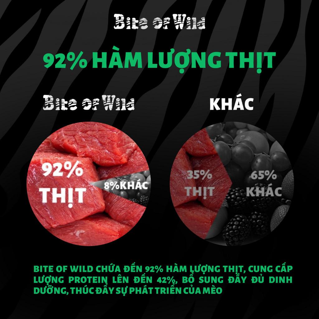 Thức ăn cho mèo Bite of Wild gói 300g không ngũ cốc, 92% thành phần thịt, hạn sử dụng 18 tháng