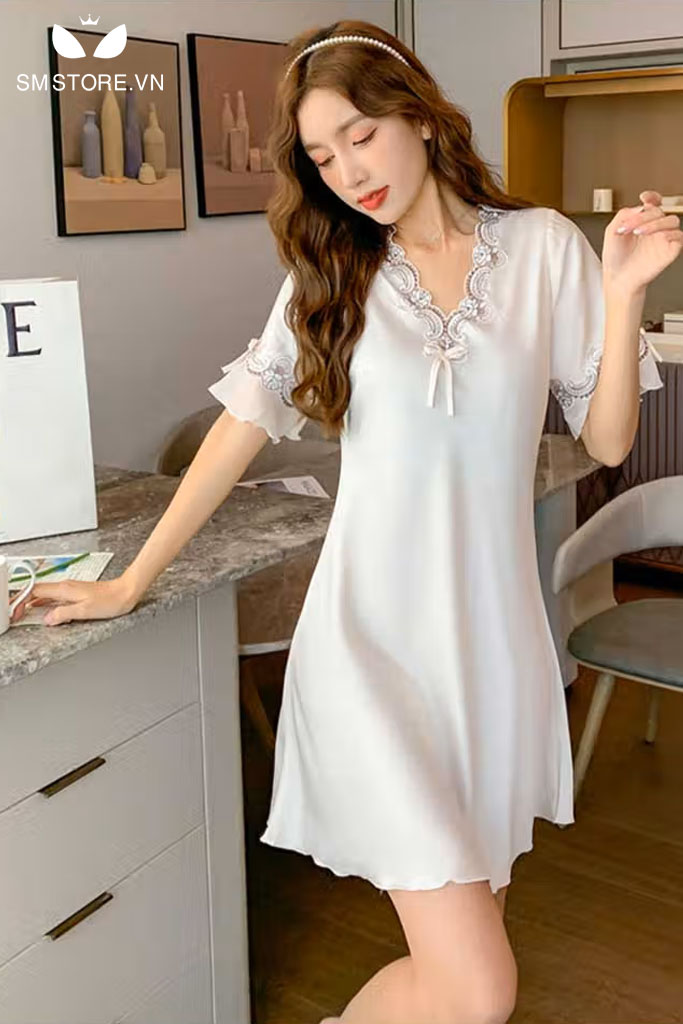 Đầm ngủ tiểu thư cao cấp thiết kế sang trọng sexy gợi cảm - SMS048