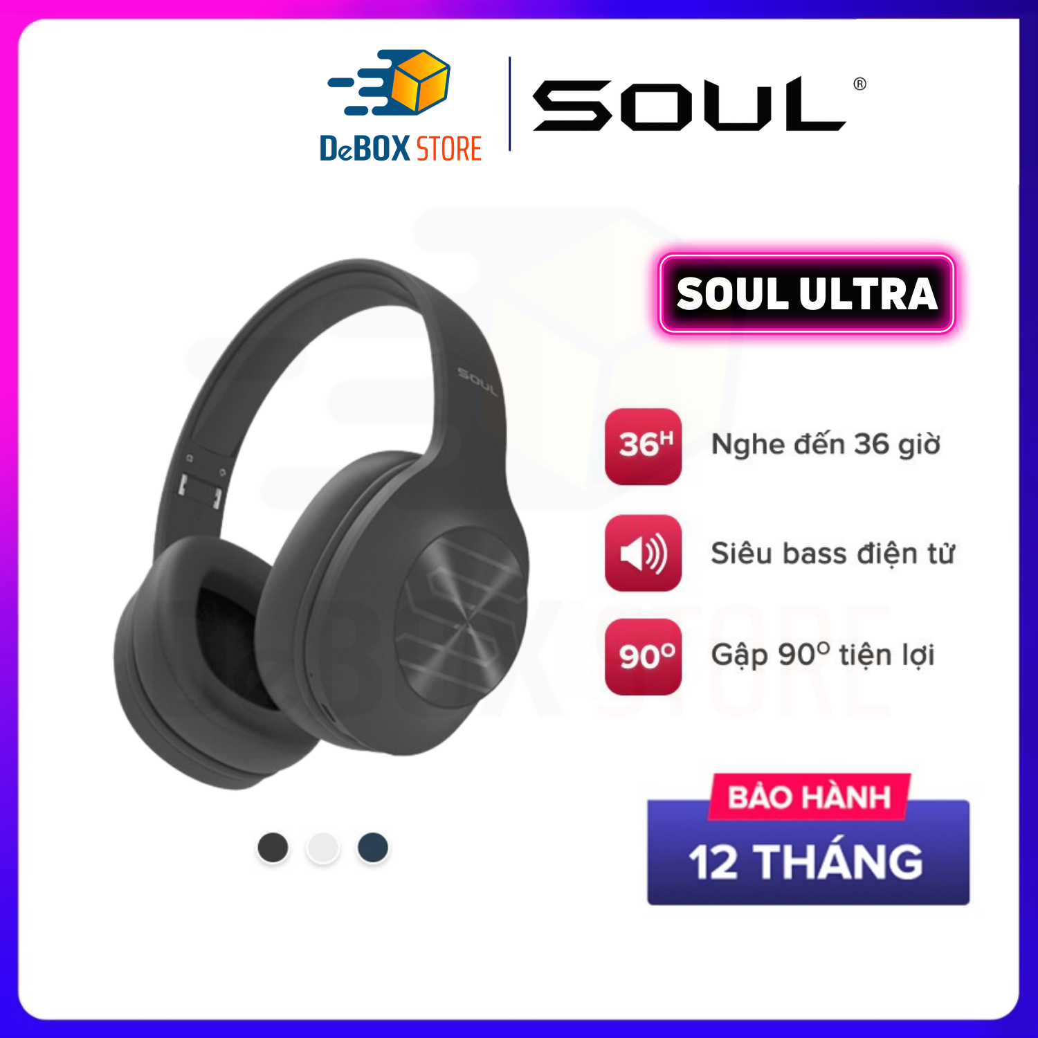 Tai Nghe Bluetooth Headphone Chụp Tai Soul Ultra Wireless Công Nghệ Dynamic Bass - Bluetooth v5.0 - 36 Giờ Sử Dụng SU34 - Hàng Chính Hãng