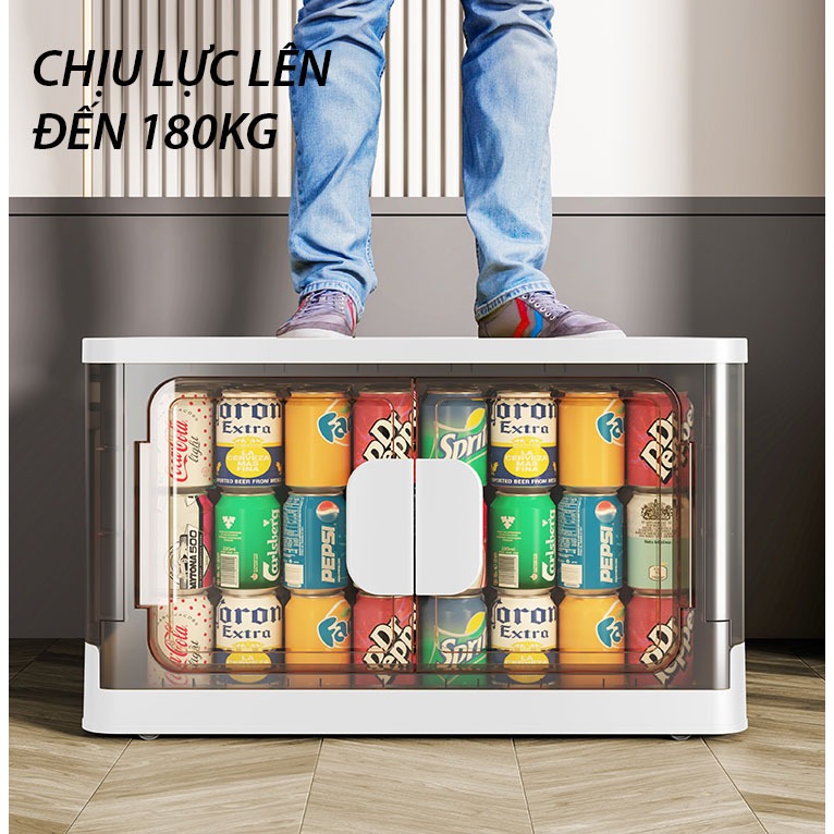 Tủ Đựng Đồ Gấp Gọn  Đa Năng Nubie Ngang 48cm, Tủ Nhựa Lắp Ghép, Kèm Bánh Xe, Dễ Tháo Lắp, Nhựa PP