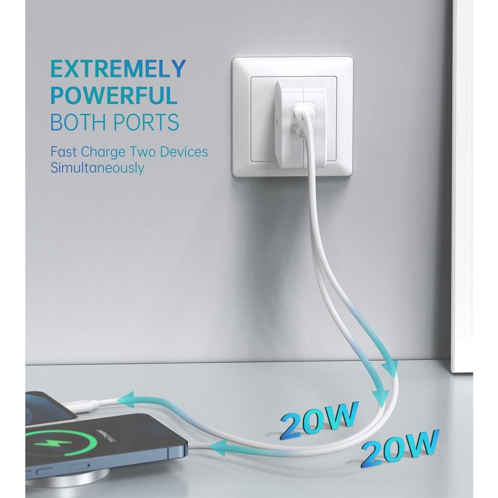 Bộ sạc đầu ra Dual Type-C PD20W Choetech PD6009