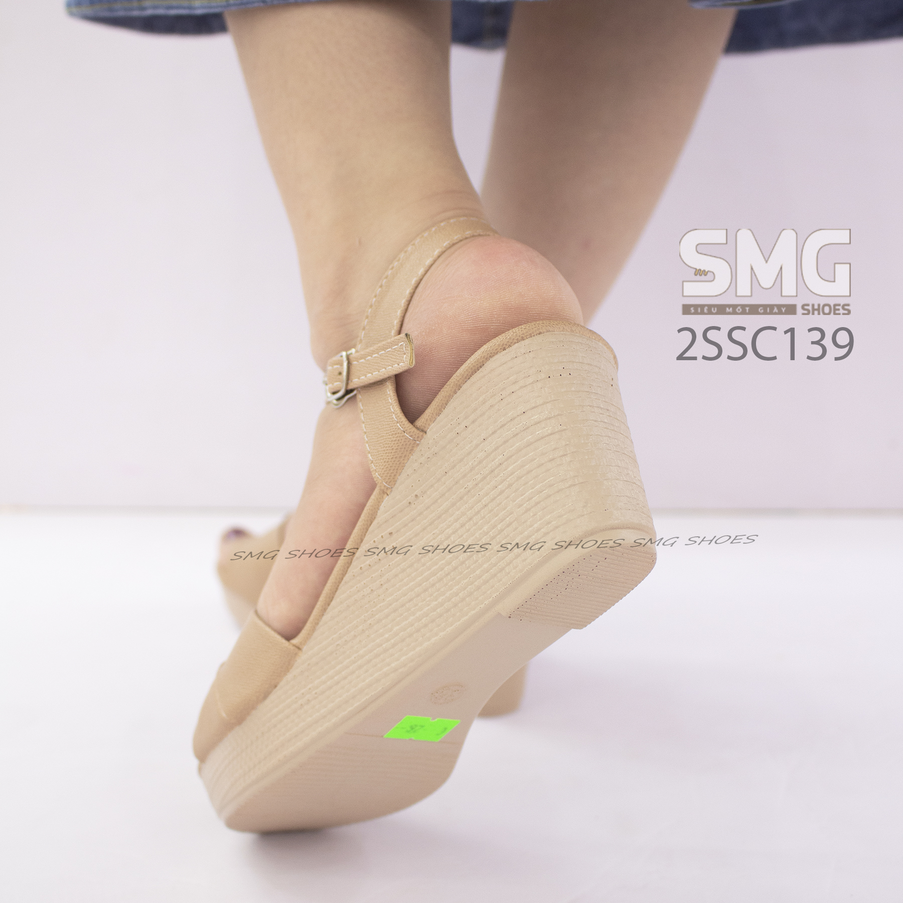 Sandal đế xuồng cao 7p nhẹ, êm, chắc chân hack dáng