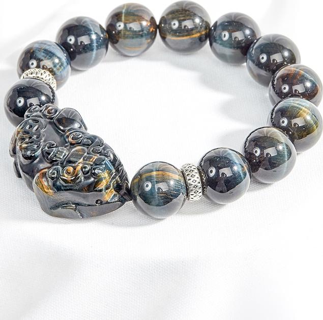 Vòng tay đá mắt hổ phối tỳ hưu Ngọc Quý Gemstone