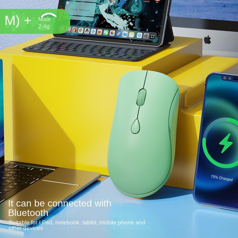 Chuột Không Dây 2.4G Bluetooth 5.2 1600DPI Sạc USB Cho Máy Tính
