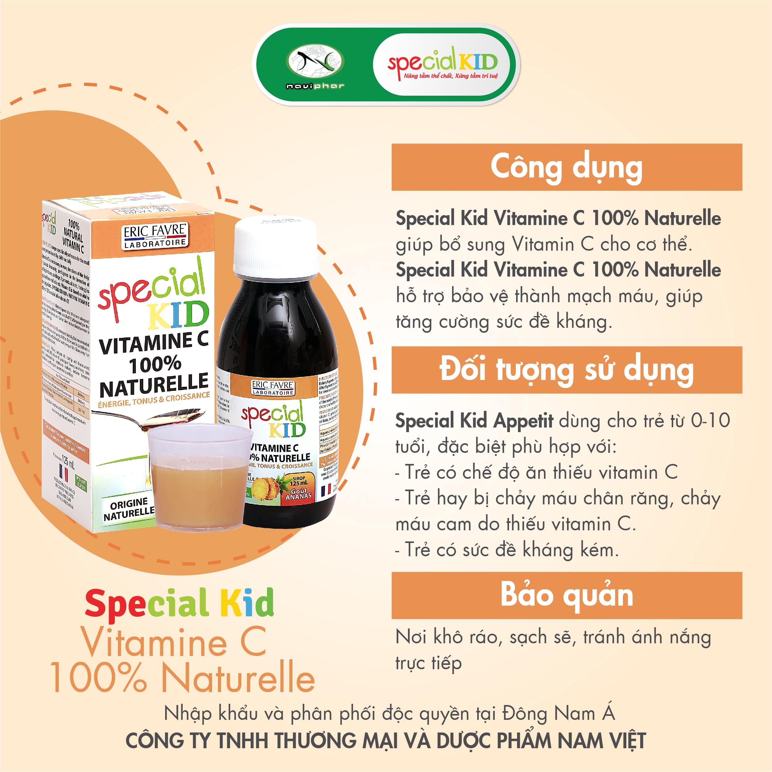 TPBVSK Special Kid Vitamine C 100% Naturelle - Siro bổ sung Vitamine C hữu cơ tự nhiên, tăng cường sức đề kháng (125ml) [Nhập khẩu Pháp]